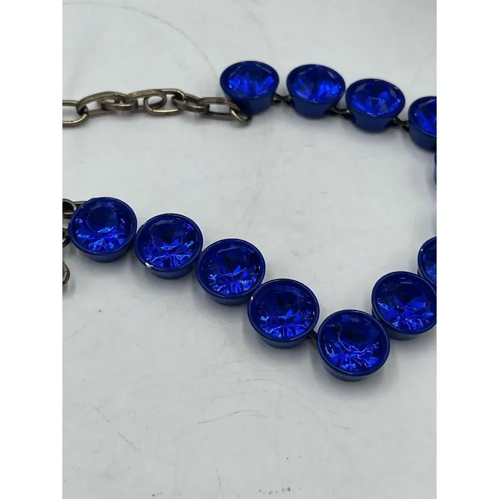 J. Crew Bright‎ Blue Brûlée Faceted Bezel Set Collar Rhinestone Necklace